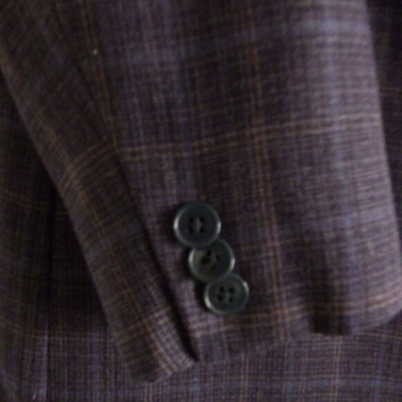 Calvin Klein Men's Blazer Sport Coat Jacket Size 46R Burgandy Blue Wool Blend - Picture 3 of 9